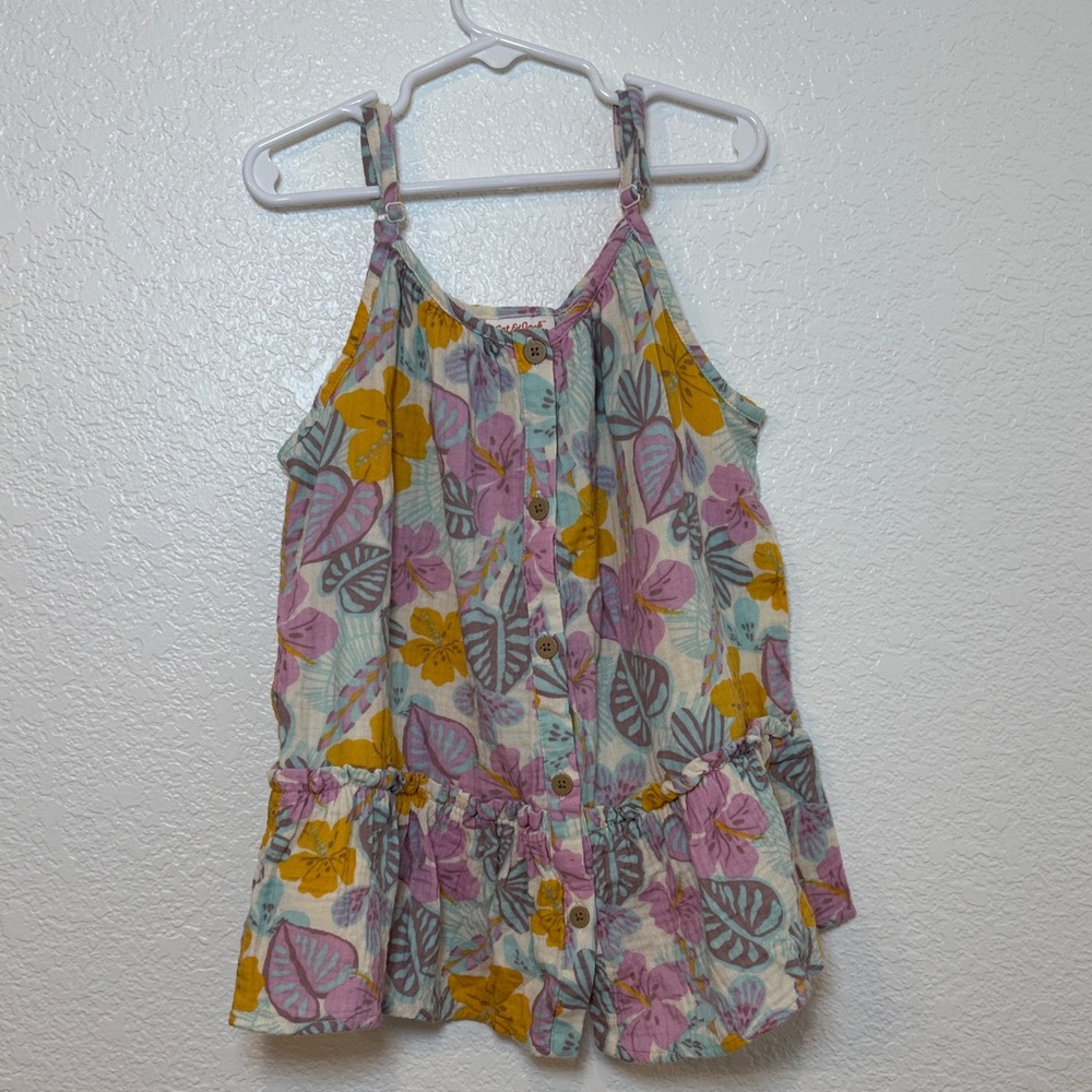 Cat & Jack Floral Button-Front Camisole Tank Top - Pink, Yellow, Teal